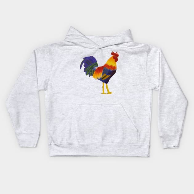 Colorful Rooster Kids Hoodie by SolarCrush